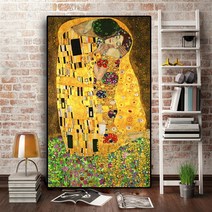 Hunan 명화 비즈 그림 키스하는 연인 클림트 대형 보석십자수 큐빅 비즈 페인팅 아트 구슬자수, 70x140cm