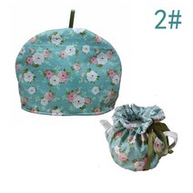 티코지 티팟 뜨개 차 주전자 커버 타올 면 빈티지 꽃 먼지 아늑한 절연 보호 홈 장식, 2