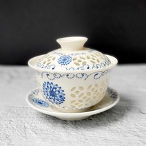 청화백자 투각 태양화 개완 개합잔 찻잔 다기잔 140ml, 본상품선택, 기본상품