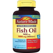 애견 오메가3 네이처메이드 햄버거-3 버프리스 피쉬오일 1400 mg 소프트젤 w. 오메가 3 1000 130 Ct