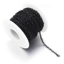체인 5-10 야드/롤 목걸이 대량 크로스 쥬얼리 제작 결과 DIY 팔찌 재료, [04] Black, [04] 3.5x4.5mm 10Yards