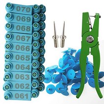 Lucky Farm Sheep Ear Tags Marker Applicator 001-100 Ear Tags for Goat Punch Tools(Blue), 1