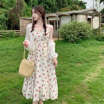 날씬해보이는 신혼여행 러블리 워터파크 사이판 플로럴 맥시 여름바캉스원피스 쉬폰 여신 샤랄라