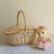 공원바구니 경량 과일 데이트 여행 놀이공원 비치 수납 피크닉 바구니, 베이지 35*25cm