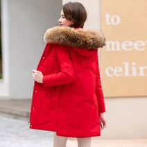 패딩 여 패딩 하프기장 패션 도톰한 겨울 탈부착 모자