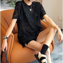 레이스브라우스 수출함 원서 철수함 궤 전문점 여성의류 펀칭 반팔 상의 디자인감각 보이핏 볼륨 고퀄리티 4809726911