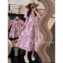 모녀 여름 커플룩 엄마딸 바캉스 휴양지 핑크 원피스