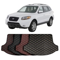 현대 뉴싼타페CM (7인승/일체형) 맞춤 가죽 에디션 트렁크매트+뒷열 등받이커버 풀세트 차박 캠핑, 브라운