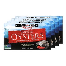 크라운 프린스 네추럴 훈제 굴 Smoked Oysters 레드 칠리 페퍼 85g 4팩, 4개