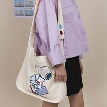 스누피 사각 버튼 캔버스 에코백 숄더백 가방