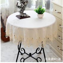 식탁보 화이트 패브릭 참신한 레이스 작은원형탁자 원형 테이블보 티테이블보 화상방지 심플 모던 가정용, T10-옐로우베이지-801스타일, C06-83*83정방 스타일