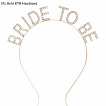 웨딩 장식 독신 파티 베일 크라운 팀 신부 머리띠 들러리 새틴 새시 샤워 암탉 밤, 11 BHeadband Gold