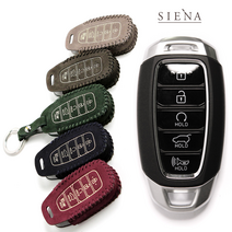 세미Luxury 현대E 팰리세이드 키케이스 5버튼 누벅 가죽 스마트키 케이스 차키 홀더 키 커버 각인 자동차 첫차 선물, 네이비 Navy