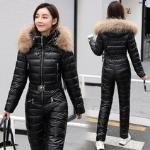 강아지 점프 슈트 겨울 스키 복 여성 자켓 점프 슈트 후드 파카 코튼 바디 새시 지퍼 오버올, 07 Black Natural fur_01 M