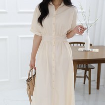 밍키비 Minky Bee 100005C 여름 여성 카라 셔츠 롱 반팔원피스 3컬러