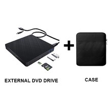 카드리더기 메모리외부 광학 USB DVD RW 노트북 버너 드라이브 SD/TF 카드 리더기 3.0 CD 플레이어 PC Mac, 02 Black-B-Case