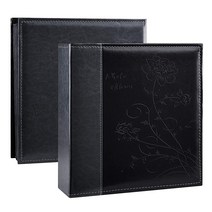 Artmag 포토 앨범 10.2x15.2cm(4x6인치) 사진 1000장 대용량 웨딩 가족 가죽 커버 앨범 가로 및 세로 4x6 보관 블랙 페이지 (화이트) 298634, Black