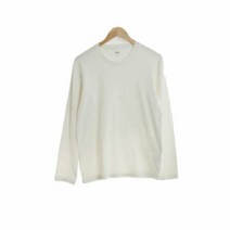 유니클로 화이트 면 크루넥긴팔티셔츠 남자 S [95] 2975