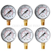 공기압 게이지 측정기 자동차 공기주입기 타이어 공기압 체크 40mm 페이스 압력 게이지 1/8 "BSPT 하, 06 200 PSI