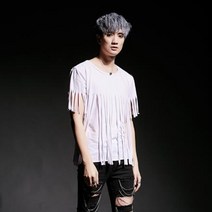 남성 밑 단 수술 디자인 펑 크 록 힙 합 반팔 티셔츠 나이트클럽 무대 의상 남성 원숙 DJ 가수 슬 림 티셔츠 상의 고 딕 의상