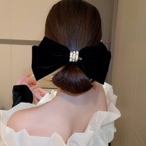 여성 고급 스웨이드 벨벳 왕리본핀 대형 더블리본 머리핀 리본자동핀 헤어핀 18.5cm