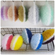 퍼시몰 국내산 100%폴리 핸드메이드 마카롱 호빵수세미 아크릴수세미 마카롱수세미 손뜨개 아크릴주방수세미, 1개, 1개