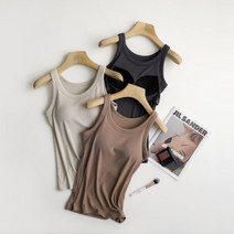 모아유 패드일체형 나시티 크롭티 여성민소매티 이너 슬림