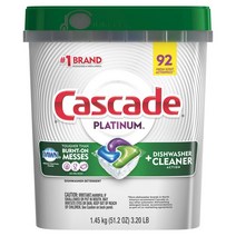 Cascade 캐스캐이드 식기세척기용 세제 팩 92개입(1.45kg) x3팩 Platinum ActionPacs, 92개입