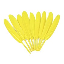 거위깃털 대 약4~5.3cm×18~21cm 노랑 100개 자연재료 거위털 인디언장식 노리프렌즈 만들기재료