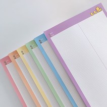 [바보사랑] A4떡메모지 병아리노트 6종(A4떡메 모눈 모조지100g) 25매, A4모눈노트(25매):주황