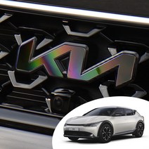 어른킹 EV6 KIA 로고 신형 엠블렘 포인트 데칼 스티커 후드 프론트 트렁크 리어 휠캡 혼캡 자동차 튜닝 필름, 홀로그램다크(고급형), A-전면 엠블렘