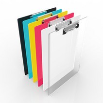 인터탑 플랜파일 뉴 투명 칼라 클립보드 MDF 우드 클립보드, 1세트, 투명 A4 (4개입)