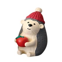 미니 크리스마스 장식품 산타 동물 Xmas 미니어처 수지 크리스마스 케이크 인형 크리스마스 인형 집 요정 정원, 고슴도치의