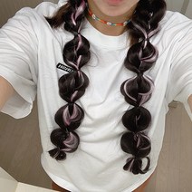 시나몬걸 땋은 양갈래 헤어피스 2p 세트 솜브레 부분 가발, E-기본어두운브라운, 2개