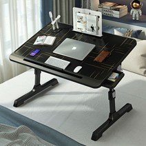 접이식 이케아 침대 테이블 블랙 보조 좌식 노트북 베드 이동식 높이 조절 트레이 식탁 각도 간이 보조 슬림 바퀴 리프트업 미니 코너 탁상 스탠드 옆 책상, 올블랙 서랍+책장