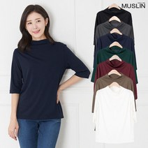 모슬린 엄마옷 하이넥 소프트 티셔츠 ETP908112 마담 미시옷 중년여성의류 빅사이즈