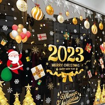 크리스마스 스티커 창문 스티커 데코 스티커 눈사람 스티커 눈꽃 스티커 장식, F 타입