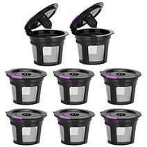 Keurig 2.0 및 1.0용 MaxRona 재사용 가능 K 컵 8 팩 범용 리필 가능 K 컵 커피 필터 BPA 무료 K 컵 재사용 가능 대부분의 Keurig K-Cup Brewers에 적합, 블랙, 8팩