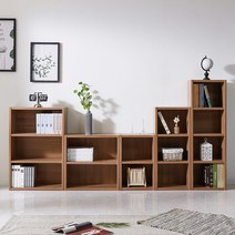 두께 24T 견고한 공간박스 낮은 책장 2단 3단 4단 책꽂이 이동식 칼라 수납 미니 박스 400 600, 오크