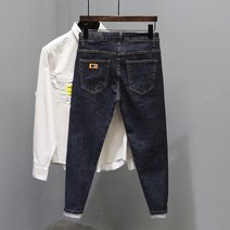가을남성스트릿패션 봄 스키니진 슬림 9부바지 트렌드 스타일리쉬 얇은 워싱 빈티지 데님 바지남자 3182944441