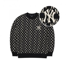 [국내매장판] 엠엘비 MLB 클래식 모노그램 전판패턴 오버핏 맨투맨 NY (Black)