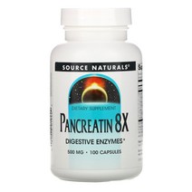 Source Naturals 판크레아틴 췌장 8X 500mg 100 캡슐 2팩
