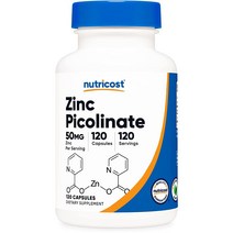 뉴트리코스트 아연 피콜리네이트 50MG 120 식물성 캡슐, 단색, 120 카운트 팩