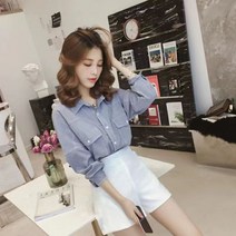 urkoteer 여성 셔츠 코디 루즈핏 빈티지 캐주얼 상의 YL-94