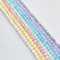 [DB4-023] 자개 라운드 3mm 볼 (1줄) 비즈 팔찌 목걸이만들기 DIY 재료, 라이트 민트