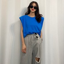 박시핏 숄더 패드 나시