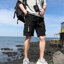 남친 여행 밴딩 카고스타일 5부 반바지 밀리터리룩