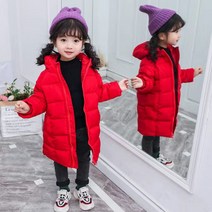 MJLJY 두꺼운 코튼 다운 롱 자켓 및 코트 남아용 여아용 방한복 파카 의류 가을 겨울 단색