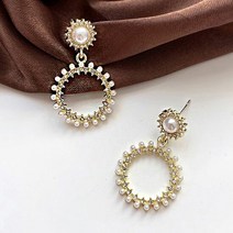 블링블링 여성 데일리 패션 쥬얼리 큐빅 진주 귀걸이