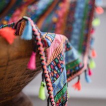 Kofeego 미국식 보헤미안 빨간색 줄무늬 프린트 면 마 침실 반투명 태양 레이스 단열 완제품 커튼